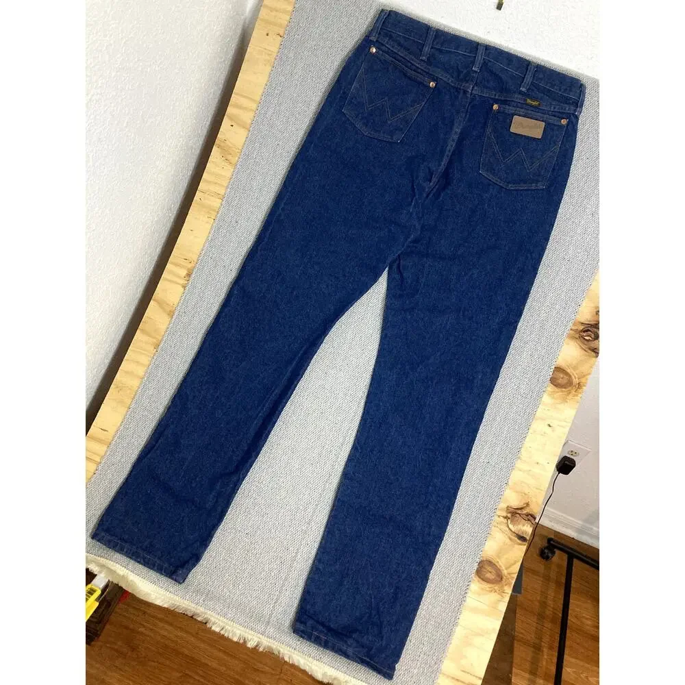Wrangler Jeans Cowboy Cut Mens 36X36 Blue Dark Wash Straight Workwear Tall 13MWZ